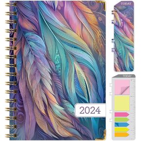 مخطط غلاف فني 2024: (نوفمبر 2023 حتى ديسمبر 2024) 5.5 بوصة × 8 بوصة مخطط يومي أسبوعي شهري وجدول أعمال سنوي. مجموعة الإشارة المرجعية ومجلد الجيب والملاحظات اللاصقة (باستيل الطاووس) in Kuwait