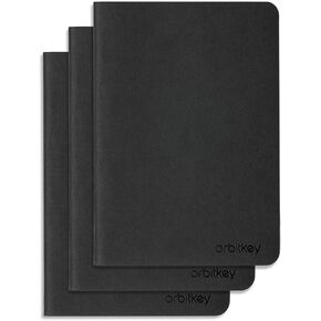 Orbitkey A5 Notepad with Line Page and 80 Sheet | Soft Cover Journal Writing Notebook for School Travel Office Business | Compatible for Compendium A5 | 9.8" x 12.6", Black Finish (Pack of 3)