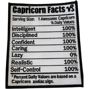 Zodiac Gemini Black & White Nutritional Facts Patch, Iron-on Embroidered Patch, Astrological Patch, Patches for Clothes, Size 5