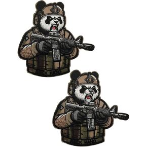 2 PCS AliPlus Tactical Panda Patch Embroidered Morale Patch Applique Fastener Hook and Loop(Panda CP)