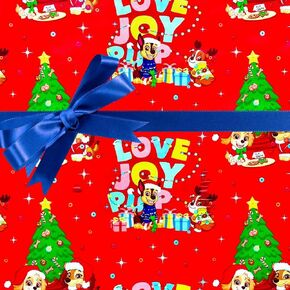 WB Provisions Paw Christmas Gift Wrap - Large, 60 Sq. Ft. - Made in the USA (Red)