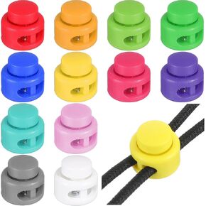 AOZUO 12PCS Assorted Colors Plastic Cord Locks, Toggles Spring Stopper Sliding Fastener Buttons Cord End Clasp for Drawstring Bags Clothes Backpacks Paracord Shoeslace
