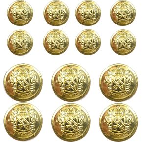 KENDANY 14 Piece Metal Blazer Button Set - for Blazer, Suits, Sport Coat, Uniform, Jacket (Gold)15mm 20mm