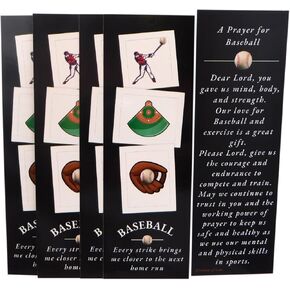 Baseball Prayer Bookmark Bulk Pack with Holy Card on Back Inspirational Readers Book Page Marking School Supply for Students or Bible Study, Set of 5