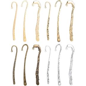 Framendino, 12 Pack Metal Bookmark Hairpin Hook Bookmarks Findings Hook Vintage Bookmark for Crafting
