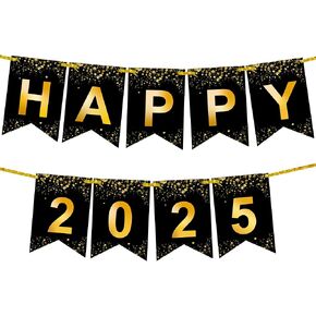 KatchOn, Happy 2025 New Year Banner - Large, 10 Feet | Happy New Year Decorations 2025 Banner | Happy New Year Sign, New Years Decorations 2025 | NYE Decorations 2025, New Years Eve Party Supplies
