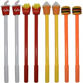Maydahui 12PCS Fun Food Gel Pen Cartoon Hamburger French Fries Ice Cream Cone Coke Black Ink for Office School Desk Decor Accessories