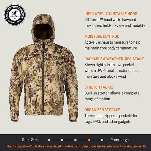 سترة منتفخة للرجال من First Lite Uncompahgre 2.0 - معطف صيد مموه خفيف الوزن معزول in Kuwait