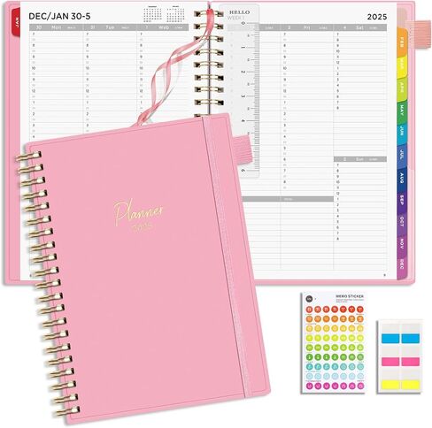 EMSHOI 2025 Appointment Book 8.5 x 11, 30-Minute, A4 Weekly and Monthly Planner, Daily Hourly Planner, Spiral, PVC Cover, Note Pages, Monthly Tabs, Black (Note: Wed was misspelled as Web) in Saudi Arabia