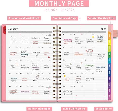 EMSHOI 2025 Appointment Book 8.5 x 11, 30-Minute, A4 Weekly and Monthly Planner, Daily Hourly Planner, Spiral, PVC Cover, Note Pages, Monthly Tabs, Black (Note: Wed was misspelled as Web) in Saudi Arabia
