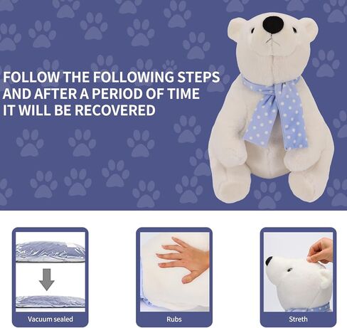 Polar Bear Stuffed Animal Plush, 11.8 Inch Lifelike Super Soft Cute Polar Bear with Scarf, Kawaii Cute Polar Bear Plush Toy for Kids Children Family Xmas Birthday Gifts in Kuwait
