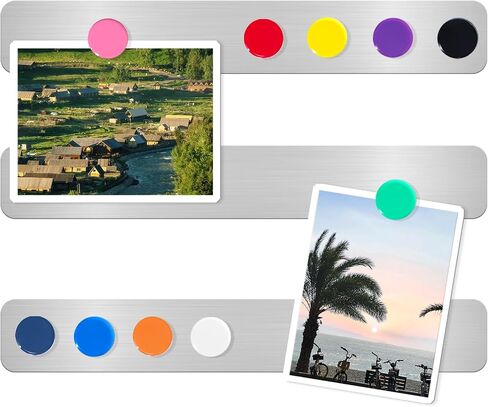 Magnetic Board Frameless Stainless Iron Board Metal Strips, Magnet Bulletin Board Magnetic Strips with Adhesive Backing Memo Magnet Board Bar with 10 Colorful Magnet for Home Office School,4PCS in Saudi Arabia