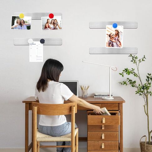 Magnetic Board Frameless Stainless Iron Board Metal Strips, Magnet Bulletin Board Magnetic Strips with Adhesive Backing Memo Magnet Board Bar with 10 Colorful Magnet for Home Office School,4PCS in Saudi Arabia
