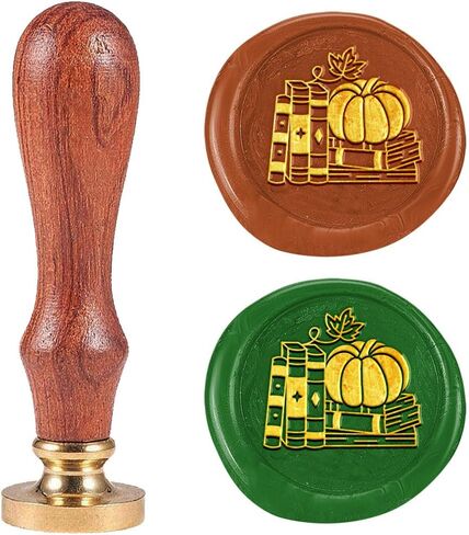 Pumpkin Wax Seal Stamp 1" Removable Brass Seal Head with Wooden Handle Vintage Embossed Letter Sealing Wax Stamp for Thanksgiving Invitations Party Envelope Festival Gift Packag Decor in Saudi Arabia