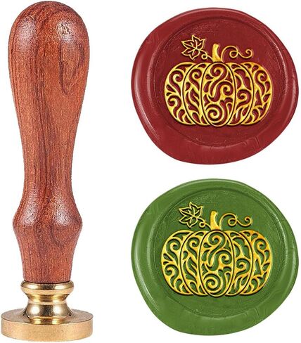 Pumpkin Wax Seal Stamp 1" Removable Brass Seal Head with Wooden Handle Vintage Embossed Letter Sealing Wax Stamp for Thanksgiving Invitations Party Envelope Festival Gift Packag Decor in Saudi Arabia
