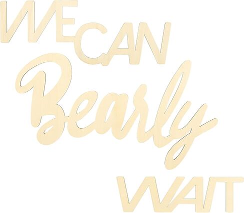 علامة We Can Bearly Wait Sign، لافتة استحمام الطفل خلفية ديكورات غير مكتملة، لافتة خشبية مقطوعة من الخشب للكشف عن الجنس، ديكور خلفية للحفلات للفتيات/الصبي in Kuwait