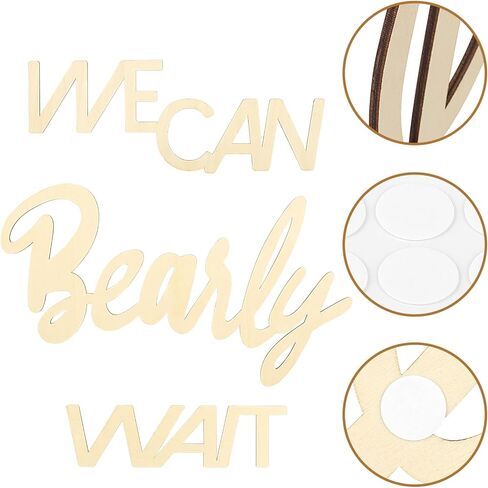 علامة We Can Bearly Wait Sign، لافتة استحمام الطفل خلفية ديكورات غير مكتملة، لافتة خشبية مقطوعة من الخشب للكشف عن الجنس، ديكور خلفية للحفلات للفتيات/الصبي in Kuwait
