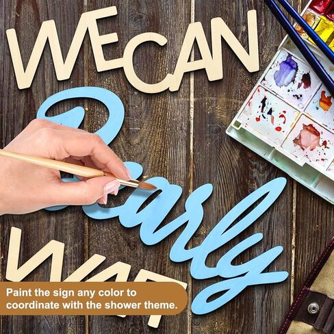علامة We Can Bearly Wait Sign، لافتة استحمام الطفل خلفية ديكورات غير مكتملة، لافتة خشبية مقطوعة من الخشب للكشف عن الجنس، ديكور خلفية للحفلات للفتيات/الصبي in Kuwait