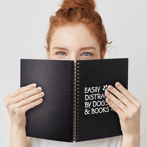 تشتيت بواسطة الكلاب والكتب غلاف فني 160 صفحة دفاتر ملاحظات حلزونية، هدية دفتر ملاحظات لطيفة لمحبي الكتب، هدية لأمين مكتبة المعلم، هدايا العودة إلى المدرسة in Kuwait