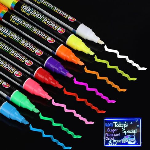 علامات الطباشير EooUooIP - 8 قطع ذات أطراف قابلة للعكس، علامات سبورة متينة للمسح الجاف والرطب للوحة تخطيط التقويم الأكريليكي لنافذة السيارة in Kuwait