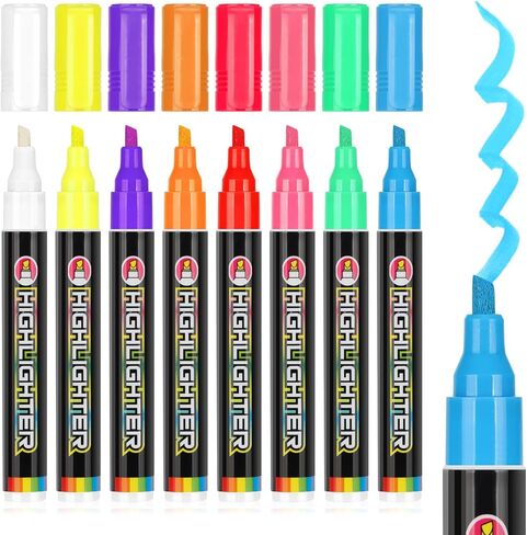 علامات الطباشير EooUooIP - 8 قطع ذات أطراف قابلة للعكس، علامات سبورة متينة للمسح الجاف والرطب للوحة تخطيط التقويم الأكريليكي لنافذة السيارة in Kuwait