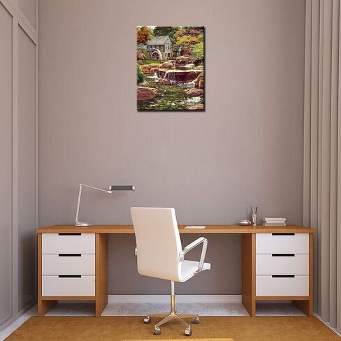 مجموعات الرسم الرقمي للبالغين والأطفال لوحة الشلال وكوخ الغابة بالأرقام، مجموعة من مجموعة الطلاء الزيتي بألوان متنوعة وإكسسوارات الفرشاة مقاس 16 × 20 بوصة، قماش جيد لديكور المنزل in Kuwait