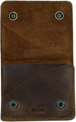 Hide & Drink, Leather Double Snap Card Holder, Holds Up to 4 Cards Plus Folded Bills, Cash Organizer, Coin Case, Accessories, Handmade Includes 101 Year Warranty :: Bourbon Brown in Saudi Arabia