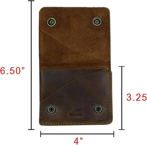Hide & Drink, Leather Double Snap Card Holder, Holds Up to 4 Cards Plus Folded Bills, Cash Organizer, Coin Case, Accessories, Handmade Includes 101 Year Warranty :: Bourbon Brown in Saudi Arabia
