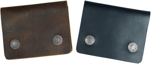 Hide & Drink, Leather Double Snap Card Holder, Holds Up to 4 Cards Plus Folded Bills, Cash Organizer, Coin Case, Accessories, Handmade Includes 101 Year Warranty :: Bourbon Brown in Saudi Arabia