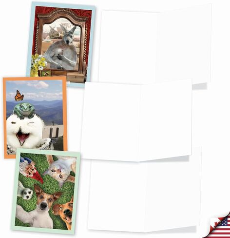 The Best Card Company 10 Blank Notecards w/Envelopes Box Set, 4 x 5.12 Inch, Wildlife Cards for Men Women and Kids - Critter Snow Angels M4187OCB-B1x10-NB in Kuwait