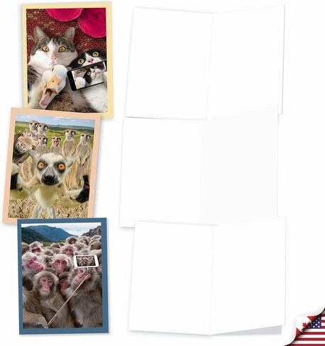 The Best Card Company 10 Blank Notecards w/Envelopes Box Set, 4 x 5.12 Inch, Wildlife Cards for Men Women and Kids - Critter Snow Angels M4187OCB-B1x10-NB in Kuwait