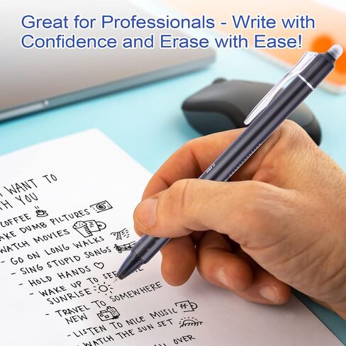 أقلام جل قابلة للمسح من cobee®، 12 قطعة، قلم ممحاة قابل للسحب 0.5 مم، حبر أسود، أخطاء قلم قابلة للمسح تختفي، قلم ذو نقاط دقيقة، مخطط للكتابة، اللوازم المدرسية (أسود) in Saudi Arabia