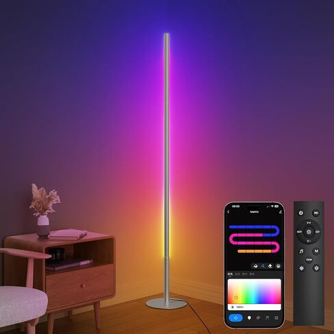 RGB Smart LED Floor Lamps for Living Room, Compatible with Alexa, Google Home, 69" Tall Modern Standing Lamp for Bedroom with Remote & WiFi APP Control, 2700k-6500k Corner Lamp with Linen Lampshade in Saudi Arabia