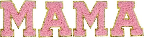 2.16" Pink Chenille Letter Patches, Self Adhesive Letters for Clothing, Stick on Letters for Cosmetic Bags Hats Backpacks Phonecase (Mama) in Saudi Arabia