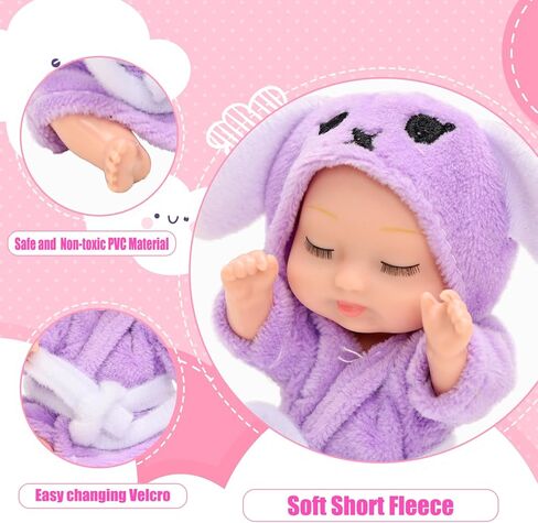 دمى أطفال صغيرة تولد من جديد مقاس 11.43 سم، حيوانات لطيفة تولد من جديد مع ملابس نوم مصنوعة يدويًا، مجموعة دمى صغيرة للنوم واقعية لحفلات أعياد الميلاد للأطفال (ملابس نوم) in Kuwait