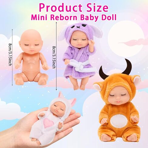 دمى أطفال صغيرة تولد من جديد مقاس 11.43 سم، حيوانات لطيفة تولد من جديد مع ملابس نوم مصنوعة يدويًا، مجموعة دمى صغيرة للنوم واقعية لحفلات أعياد الميلاد للأطفال (ملابس نوم) in Kuwait