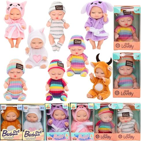 دمى أطفال صغيرة تولد من جديد مقاس 11.43 سم، حيوانات لطيفة تولد من جديد مع ملابس نوم مصنوعة يدويًا، مجموعة دمى صغيرة للنوم واقعية لحفلات أعياد الميلاد للأطفال (ملابس نوم) in Kuwait