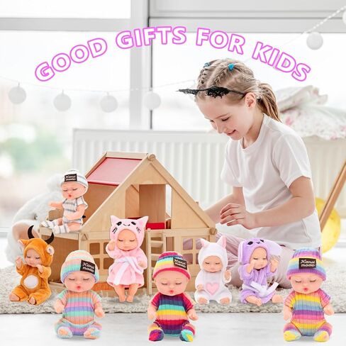 دمى أطفال صغيرة تولد من جديد مقاس 11.43 سم، حيوانات لطيفة تولد من جديد مع ملابس نوم مصنوعة يدويًا، مجموعة دمى صغيرة للنوم واقعية لحفلات أعياد الميلاد للأطفال (ملابس نوم) in Kuwait