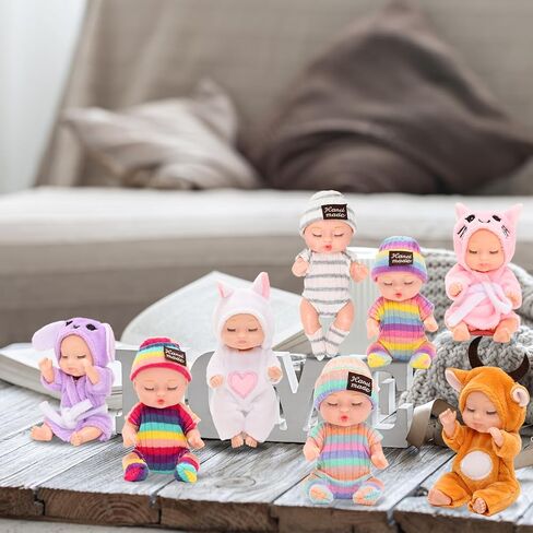 دمى أطفال صغيرة تولد من جديد مقاس 11.43 سم، حيوانات لطيفة تولد من جديد مع ملابس نوم مصنوعة يدويًا، مجموعة دمى صغيرة للنوم واقعية لحفلات أعياد الميلاد للأطفال (ملابس نوم) in Kuwait
