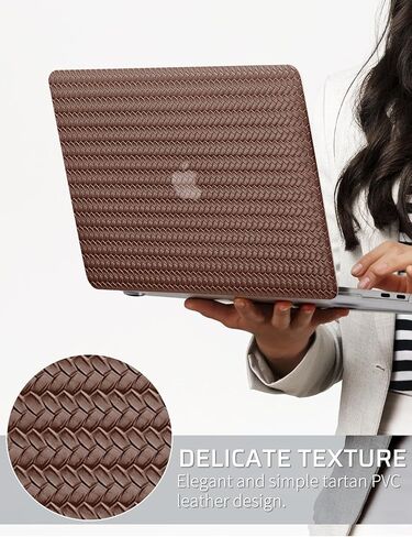 Seorsok متوافق مع MacBook Air 13 بوصة Case2022 2021 2020 2019 2018 Release A1932 A2179 M1 A2337 Touch ID، حافظة صلبة بلاستيكية أنيقة مع غطاء لوحة مفاتيح شفاف، بني فاتح ترتان in Kuwait