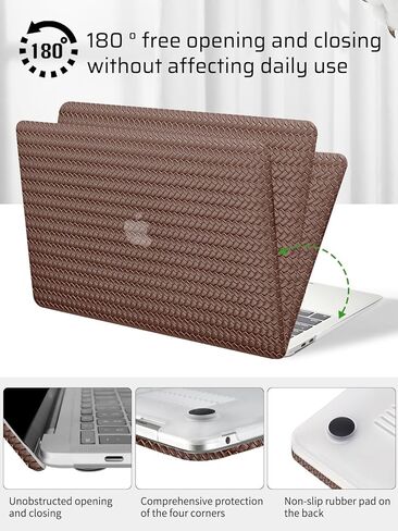 Seorsok متوافق مع MacBook Air 13 بوصة Case2022 2021 2020 2019 2018 Release A1932 A2179 M1 A2337 Touch ID، حافظة صلبة بلاستيكية أنيقة مع غطاء لوحة مفاتيح شفاف، بني فاتح ترتان in Kuwait