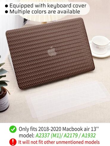 Seorsok متوافق مع MacBook Air 13 بوصة Case2022 2021 2020 2019 2018 Release A1932 A2179 M1 A2337 Touch ID، حافظة صلبة بلاستيكية أنيقة مع غطاء لوحة مفاتيح شفاف، بني فاتح ترتان in Kuwait