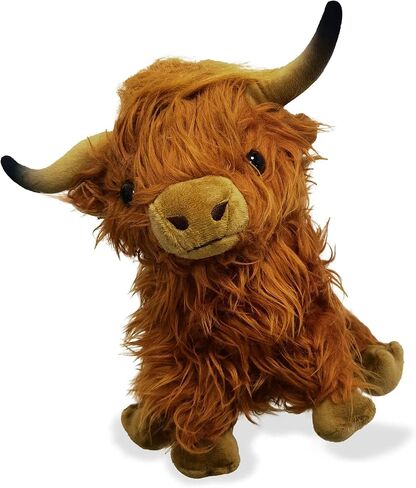 Highland Cow Stuffed Animal Realistic Fluffy Scottish Plush Cow Farm Toys (Brown) in Saudi Arabia