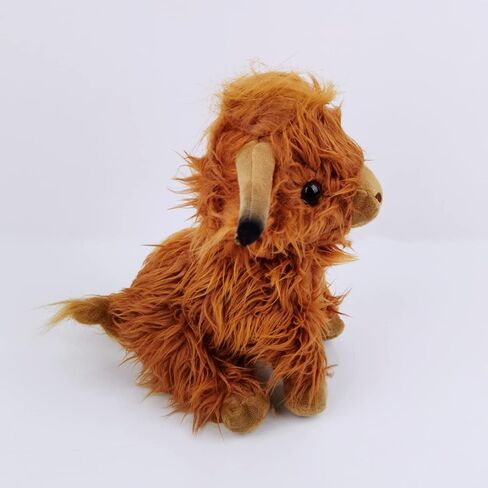 Highland Cow Stuffed Animal Realistic Fluffy Scottish Plush Cow Farm Toys (Brown) in Saudi Arabia