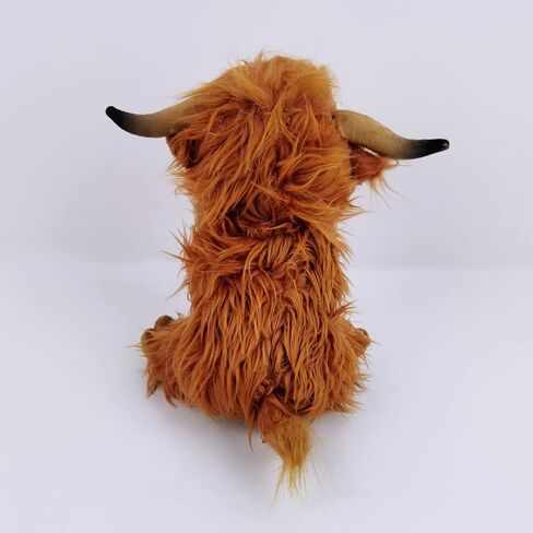 Highland Cow Stuffed Animal Realistic Fluffy Scottish Plush Cow Farm Toys (Brown) in Saudi Arabia