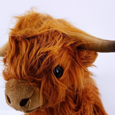 Highland Cow Stuffed Animal Realistic Fluffy Scottish Plush Cow Farm Toys (Brown) in Saudi Arabia