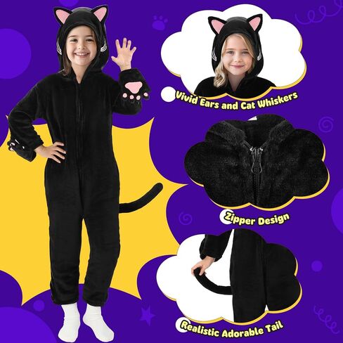 Joycover Cat Costume For Girls, Black Cat Costume For Girls Kids Dress Up, Halloween Costumes For Girls Kids Aged 5-10 in Kuwait