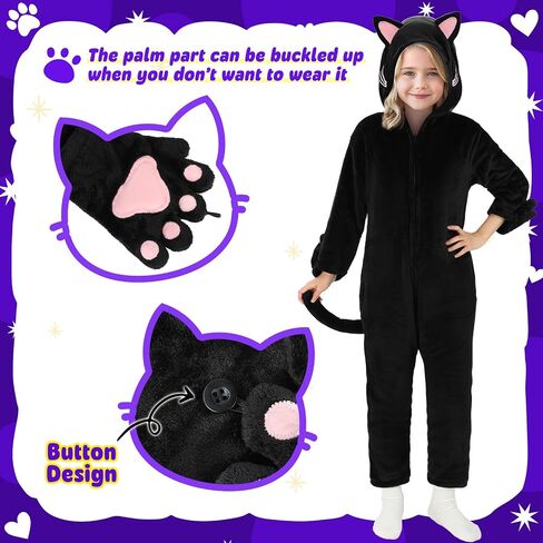 Joycover Cat Costume For Girls, Black Cat Costume For Girls Kids Dress Up, Halloween Costumes For Girls Kids Aged 5-10 in Kuwait
