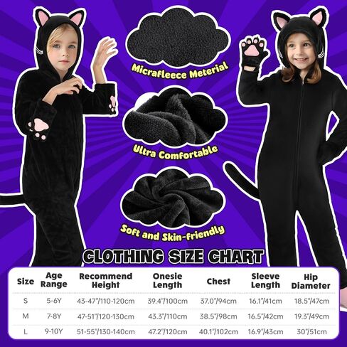 Joycover Cat Costume For Girls, Black Cat Costume For Girls Kids Dress Up, Halloween Costumes For Girls Kids Aged 5-10 in Kuwait