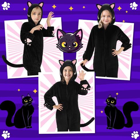Joycover Cat Costume For Girls, Black Cat Costume For Girls Kids Dress Up, Halloween Costumes For Girls Kids Aged 5-10 in Kuwait